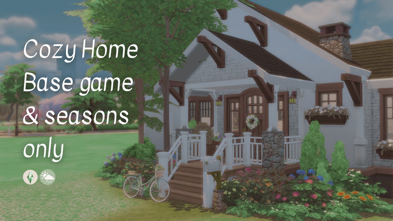 Cozy housie for  a cozy simmie | No CC | Base  game & seasons | TS4 | Build sounds & sleepy music 🖤