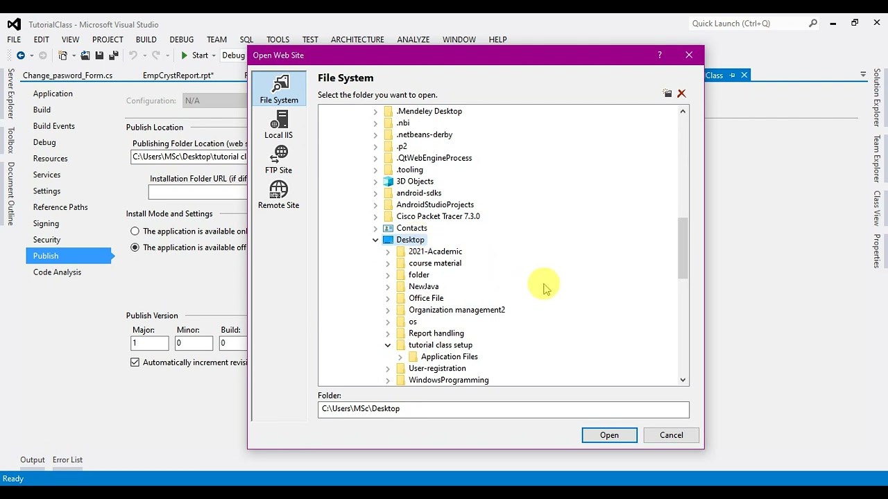 Tutorial 5   How to deploy create clickonce file C# including database sql server windows applicatio