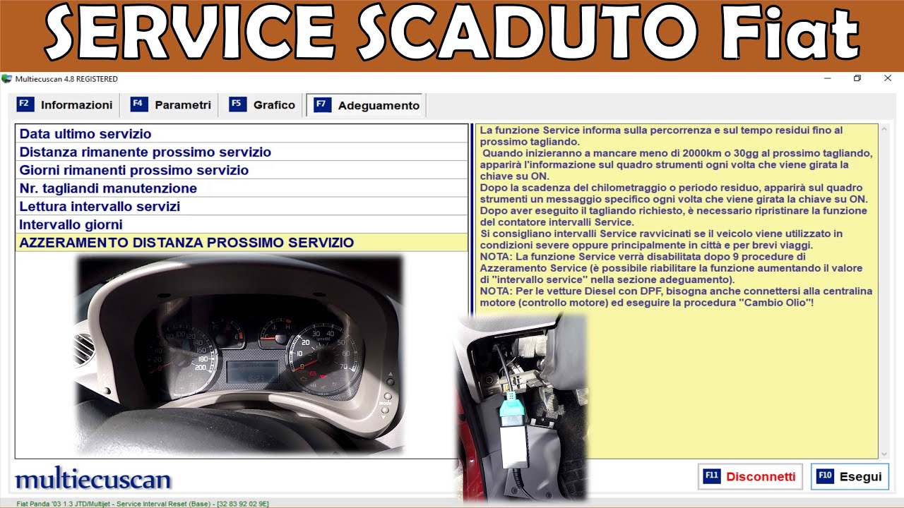 Reset PARAMETRI SERVICE con Multiecuscan su FIAT