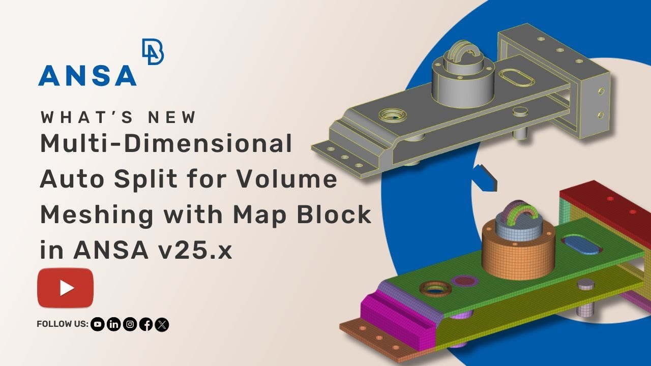 Multi-Dimensional Auto Split for Volume Meshing with Map Block in ANSA v25.x