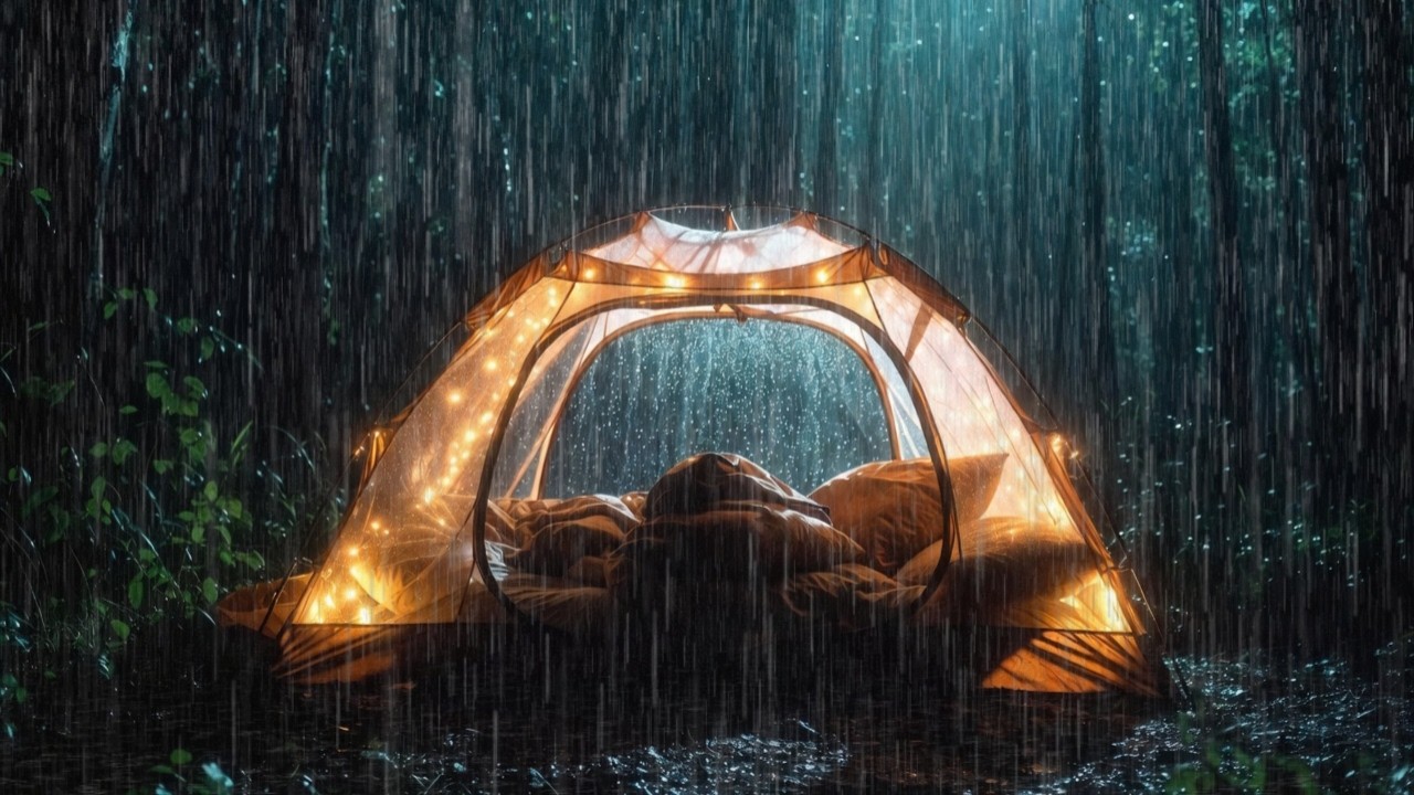Heavy Rain Outside Tent 🌧️ – Calm Night Rain Sounds to Fall Asleep Fast