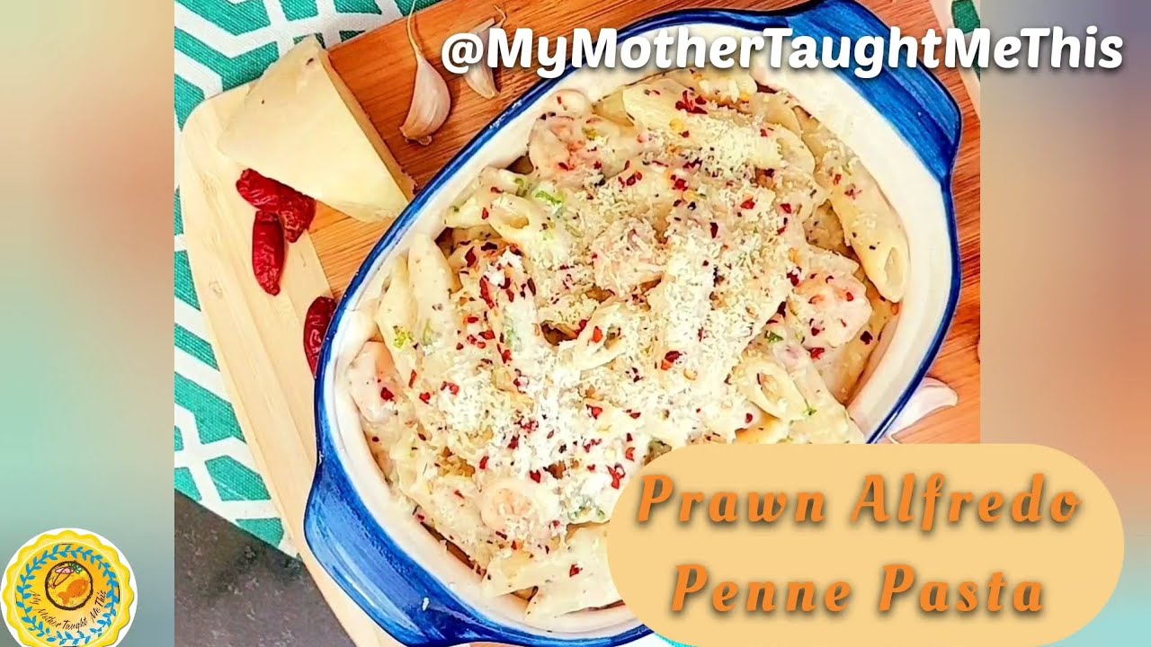 Prawn Alfredo Penne Pasta | How to make Penne Pasta in white sauce