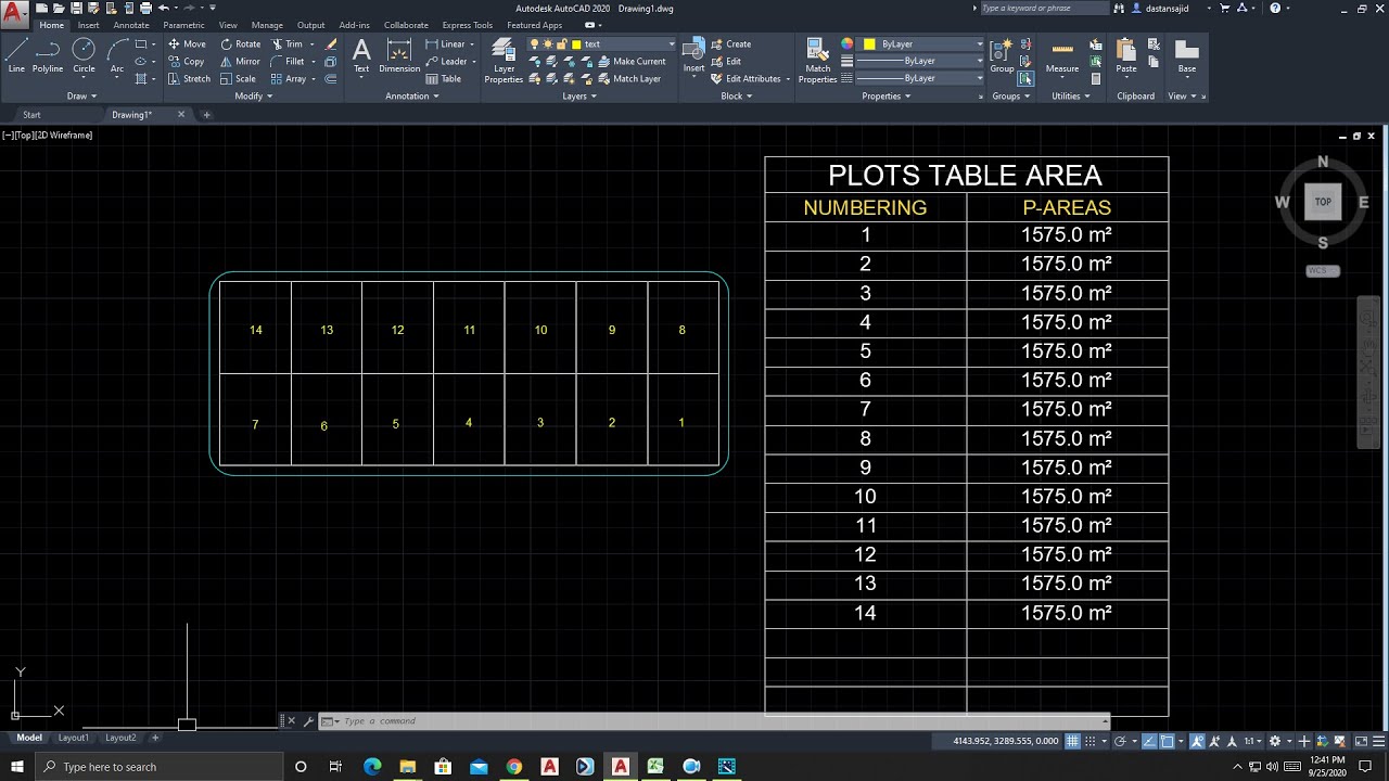 AutoCAD Lisp calculate plot's table Area and export to excel