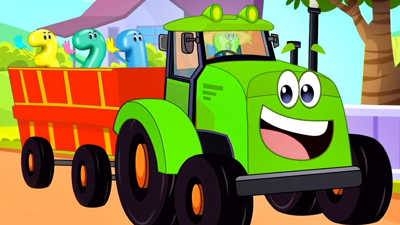 Wheels On The Tractor Go Round And Round, Vehicle Song for Kids