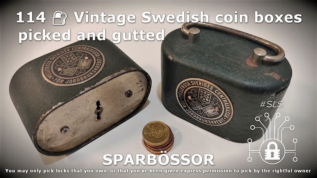 114 Vintage Swedish coin boxes (sparb&ouml;ssor) 🔐 picked and gutted
