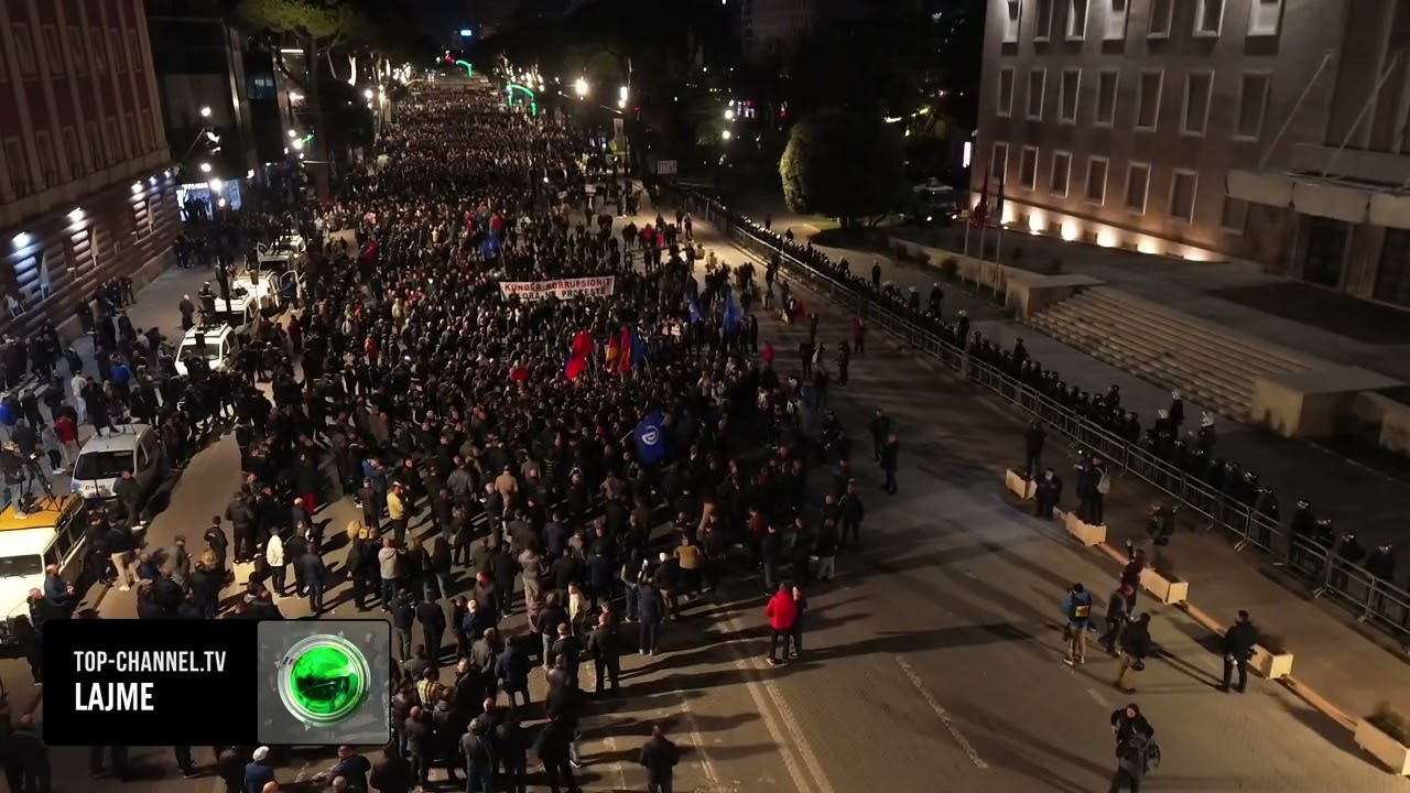 Top Channel/ Marshimi i protest&euml;s s&euml; PD-s&euml;, TCH sjell pamje me dron