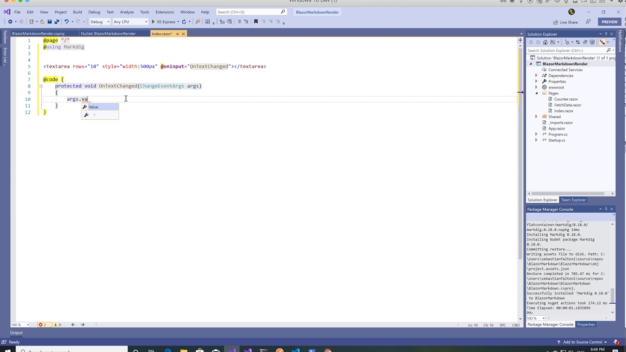 ASP.NET Blazor Pill - Easily Render Markdown on the client side with MarkDig netstandard lib