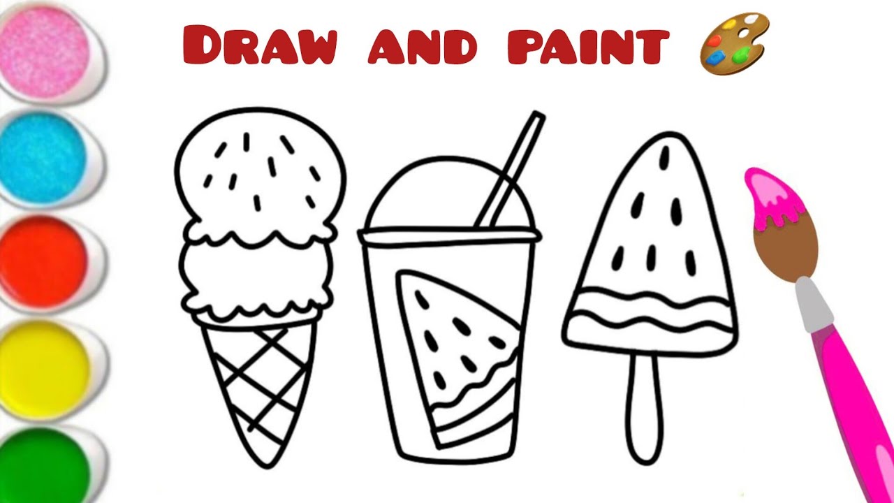 How to Draw and Paint Ice Cream & Popsicle 🍦🍉 | Easy Summer Coloring for Kids & Beginners