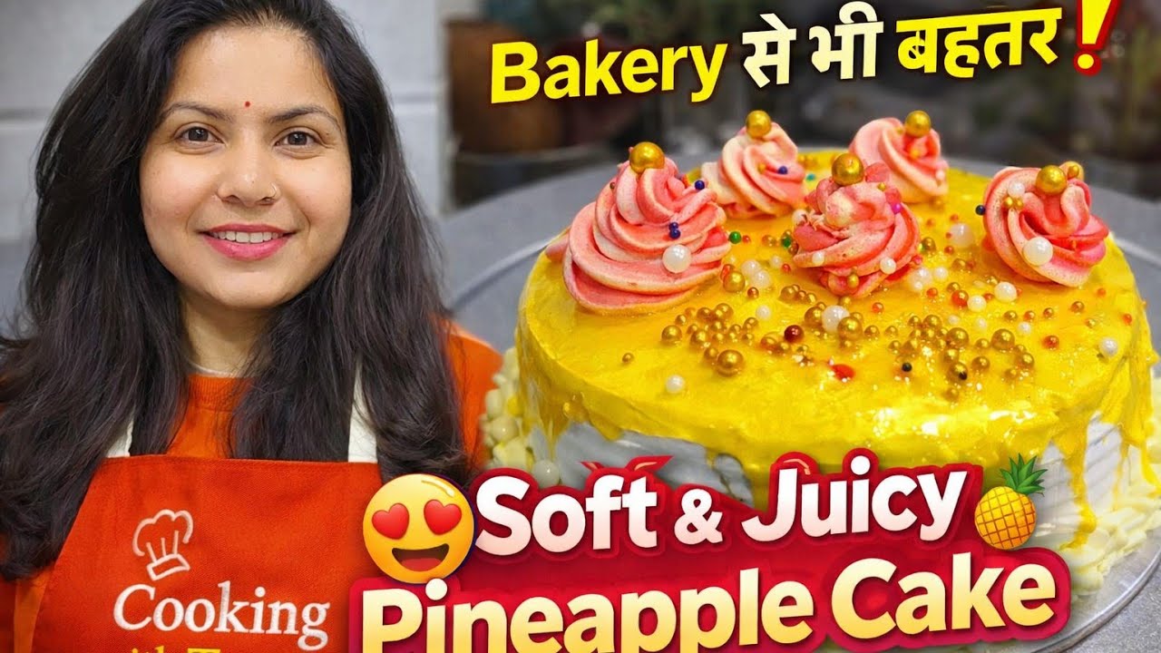मुँह में घुल जाने वाला Pineapple Cake 🤤 Soft & Juicy सीक्रेट रेसिपी!#cookingwithtanya 