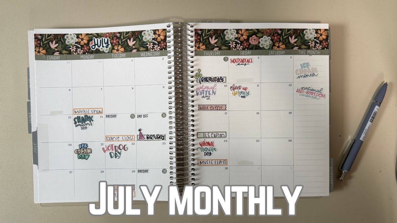 July Monthly | PlannerKate Stickers