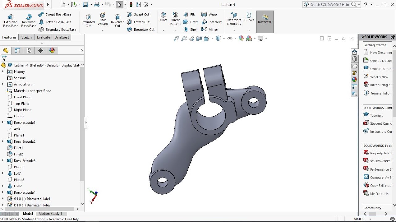 Tutorial Solidworks - Belajar Desain 3D #4 - Brake Lever - Solidworks 2017 (Fast Tutorial)
