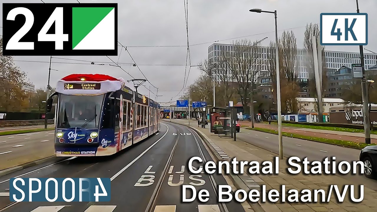 Cabinerit Tram 24 (Amsterdam) | Centraal Station - De Boelelaan/VU (Tram Driver's POV)