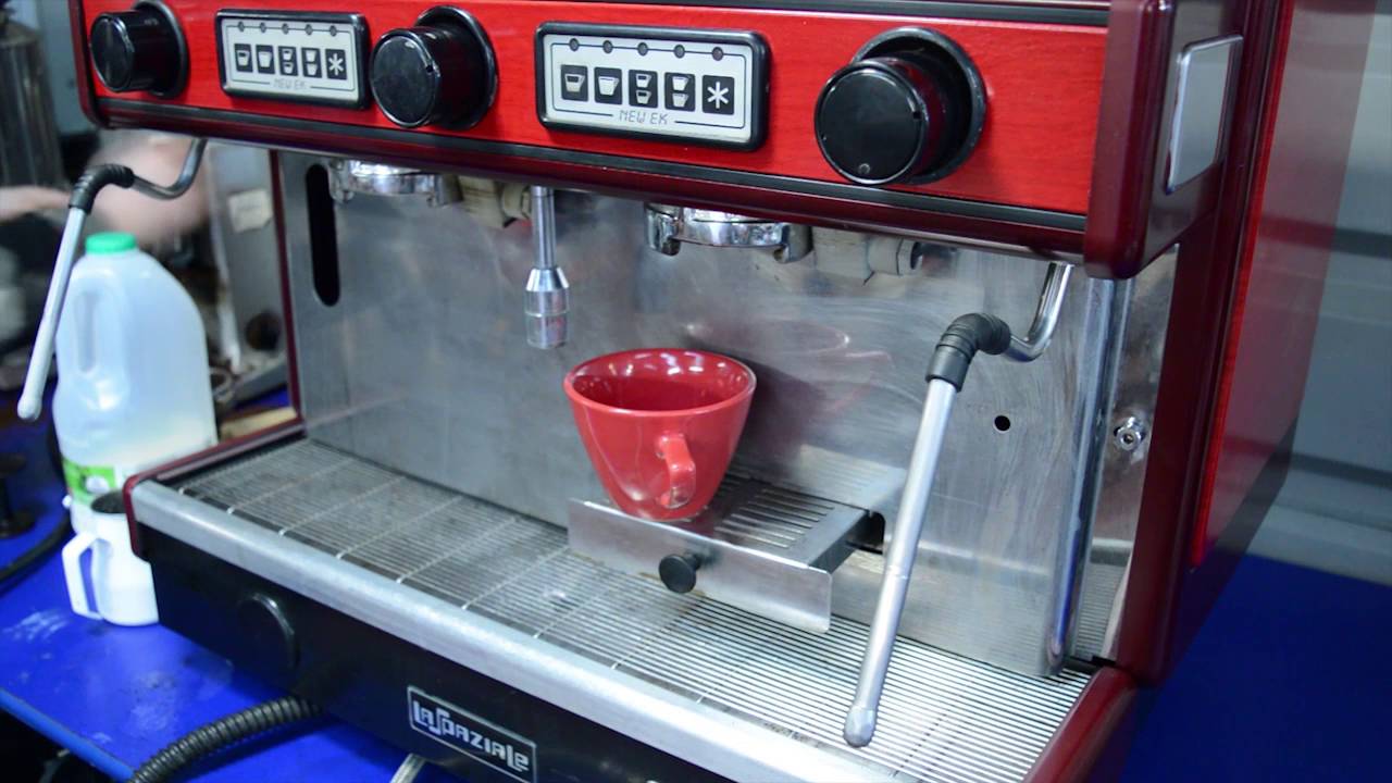 La Spaziale New EK Tall Cup Espresso Pour on Custom Coffee Machine Red Wood  FOR SALE