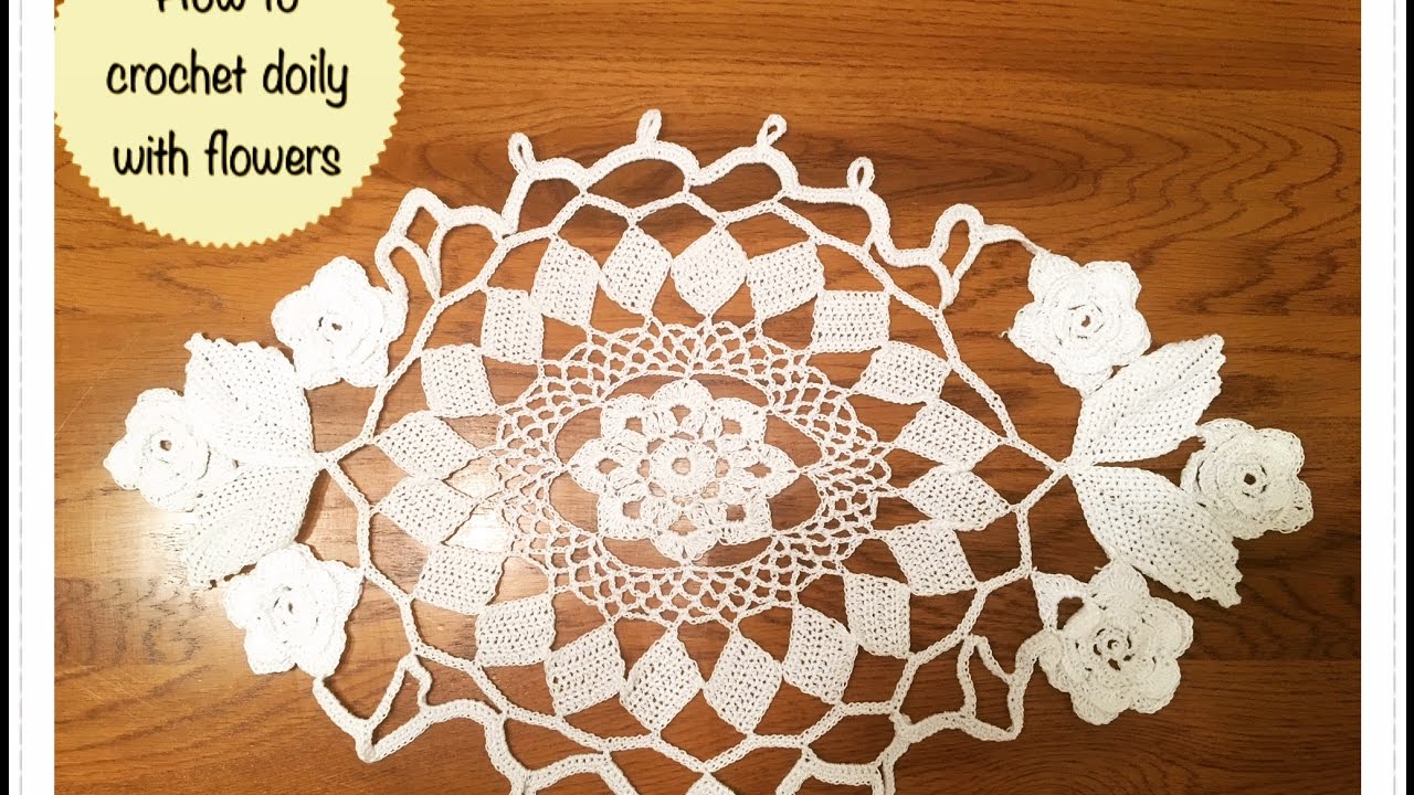 CC How to crochet doily with flowers
