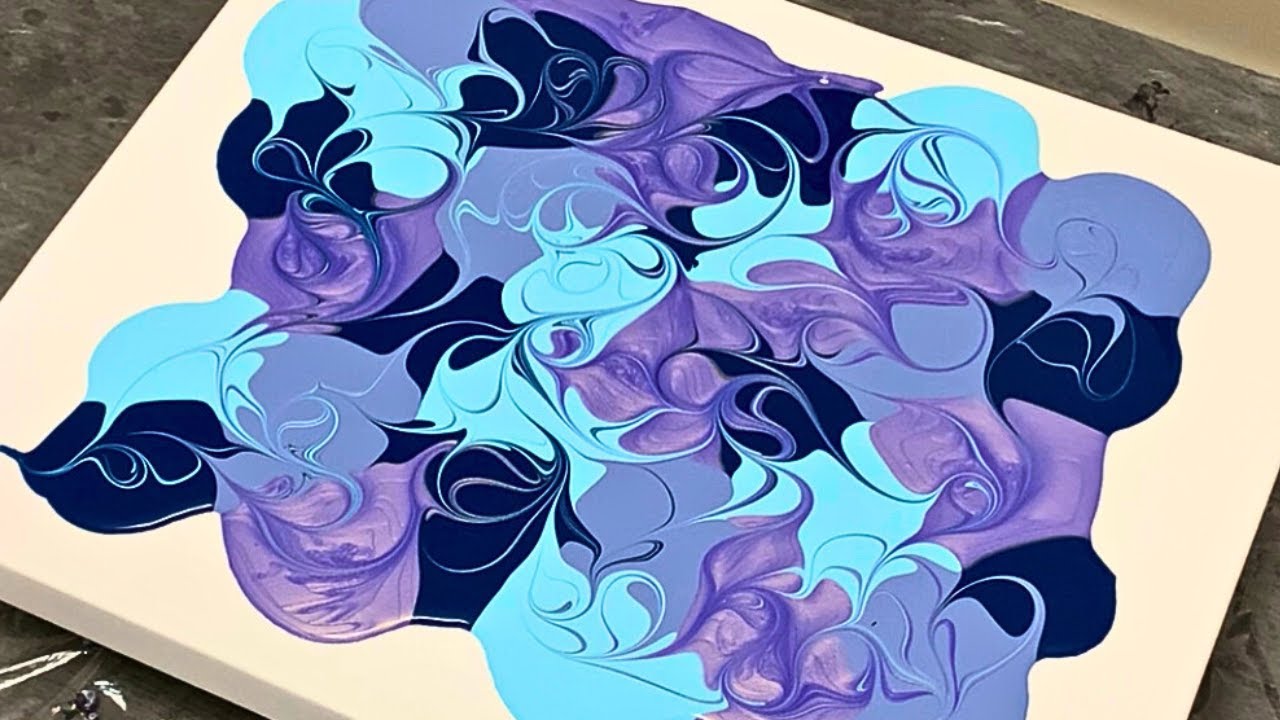 BABY BLUE VIOLET Puddle Pour! 🌊 Acrylic Pouring for Beginners