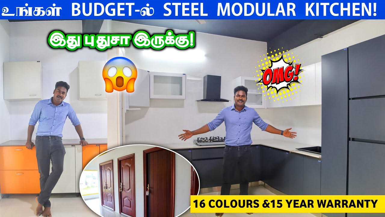 🤯Budget விலையில் Steel Modular Kitchen ‼️& Doors| ileaf Doors & Steel Interrior in tamil