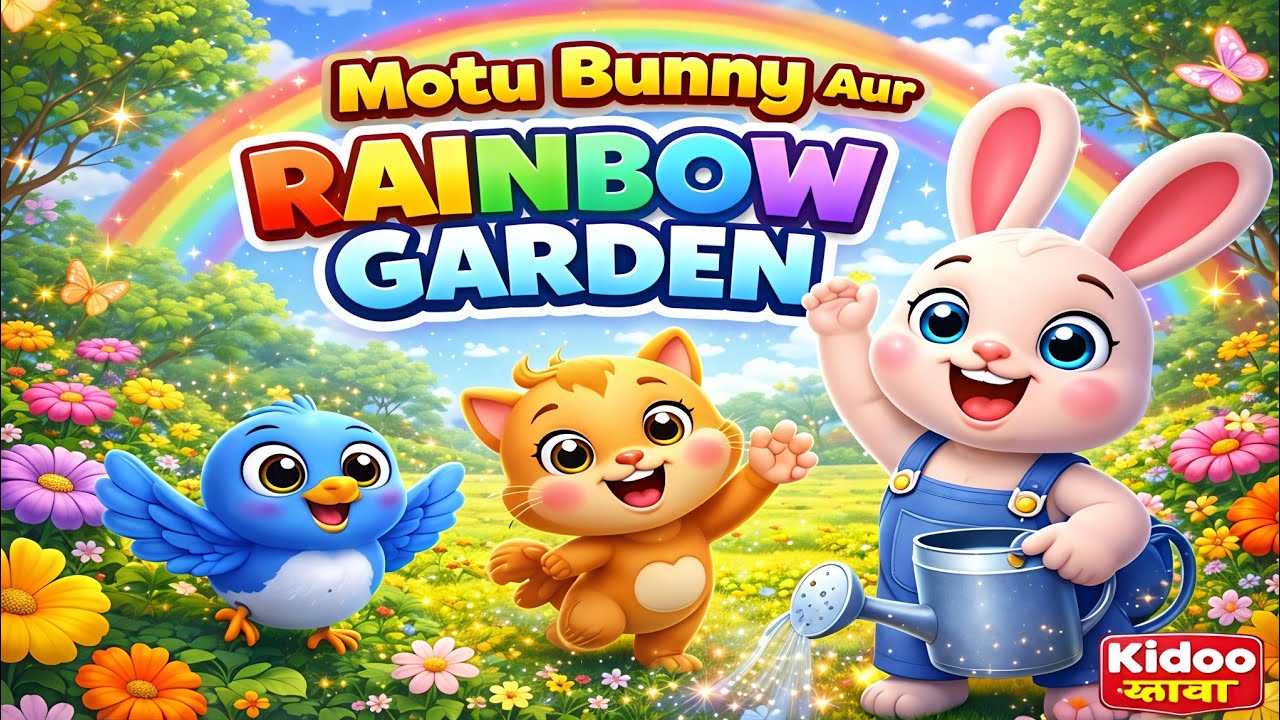 Motu Bunny Aur Rainbow Garden 🌈🐰 | Cute 3D Cartoon Kids Song | Hindi Rhymes