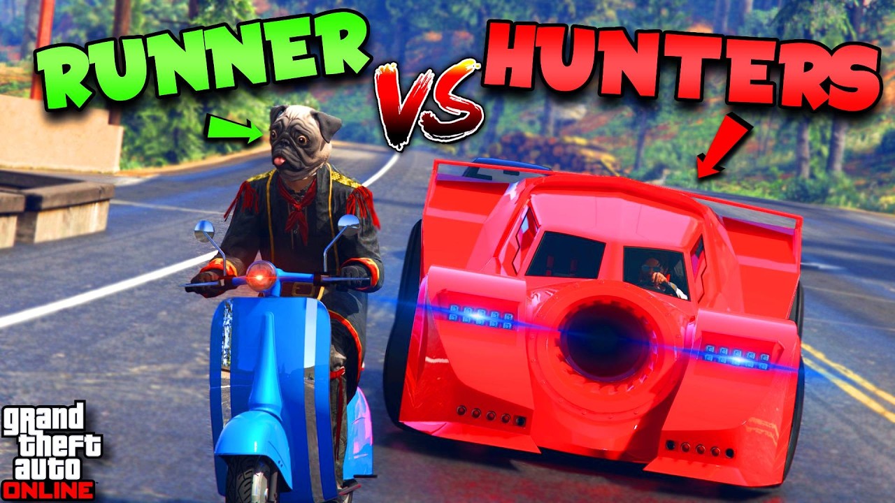 Faggio VS 4 Vigilantes! | GTA Online Manhunt