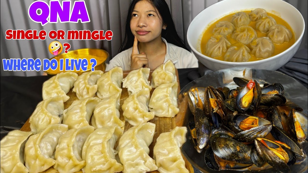 MITHO MOMO SANGA MITHO QNA WITH SEA FOOD #yanieats #mukbang 
