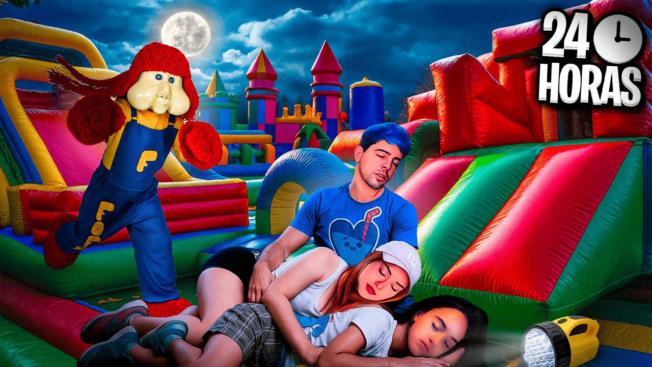 PASSAMOS 24 HORAS NO MAIOR PARQUE INFL&Aacute;VEL DO MUNDO!! fomos pegos*