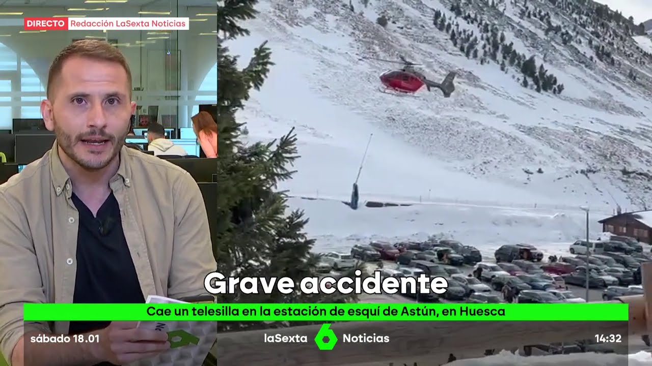Accidente en el telesilla de la estación de esquí de Astún, en Huesca, en 'laSexta Noticias' (II)