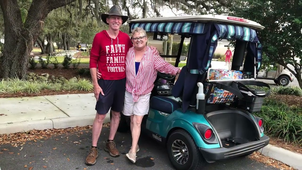 Enjoying ourselves cruising around The Villages 