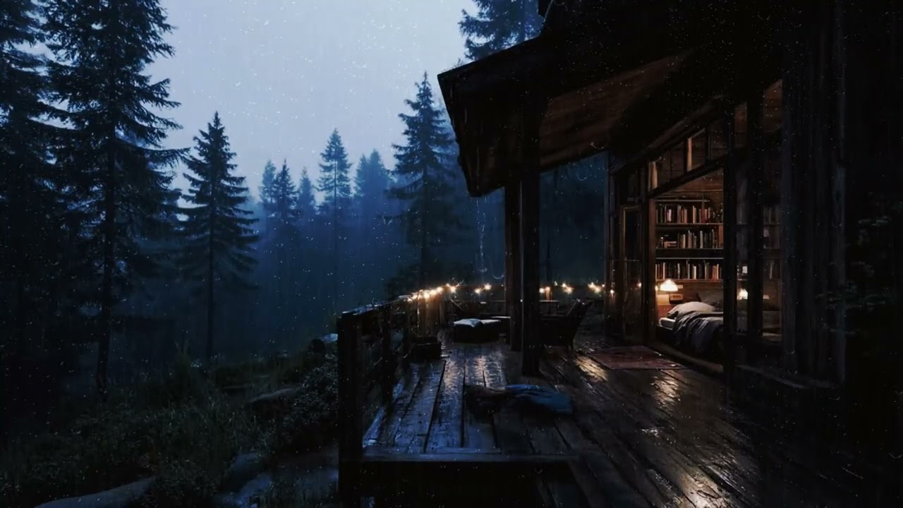 Calm, Continuous Rain at a Forest Cabin 🌲 | Natural Sounds for Rest