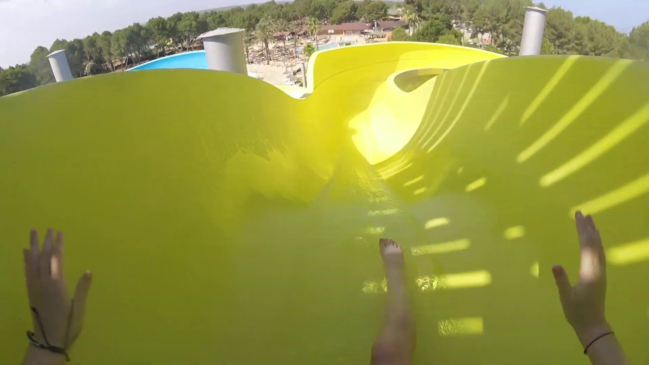 Yellow Anaconda Body Slide at Aqualand, Mallorca
