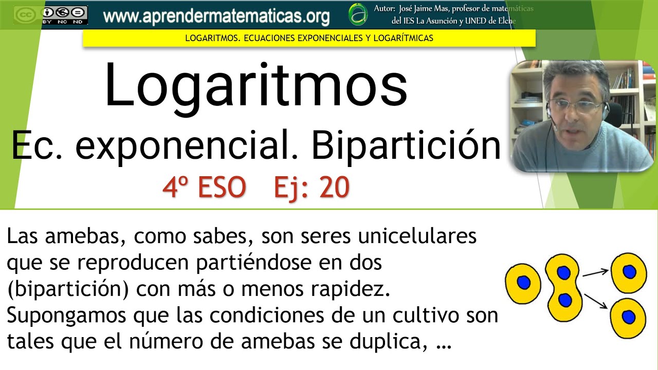 Ecuación exponencial. Amebas. 4 ESO 05 020. José Jaime Mas.