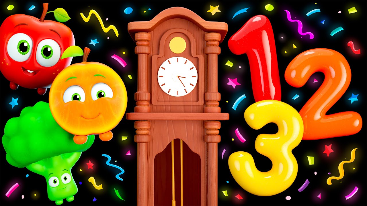 🍉🐭 Funky Fruits Baby Sensory | Hickory Dickory Dock Groove | Bright, Upbeat Animation 🪩