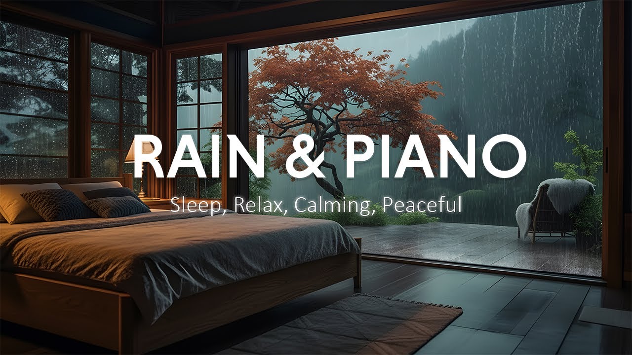 Peaceful Night Sleep Music with Healing Piano and Rain Sounds | Calm Your Mind and Sleep Instantly
