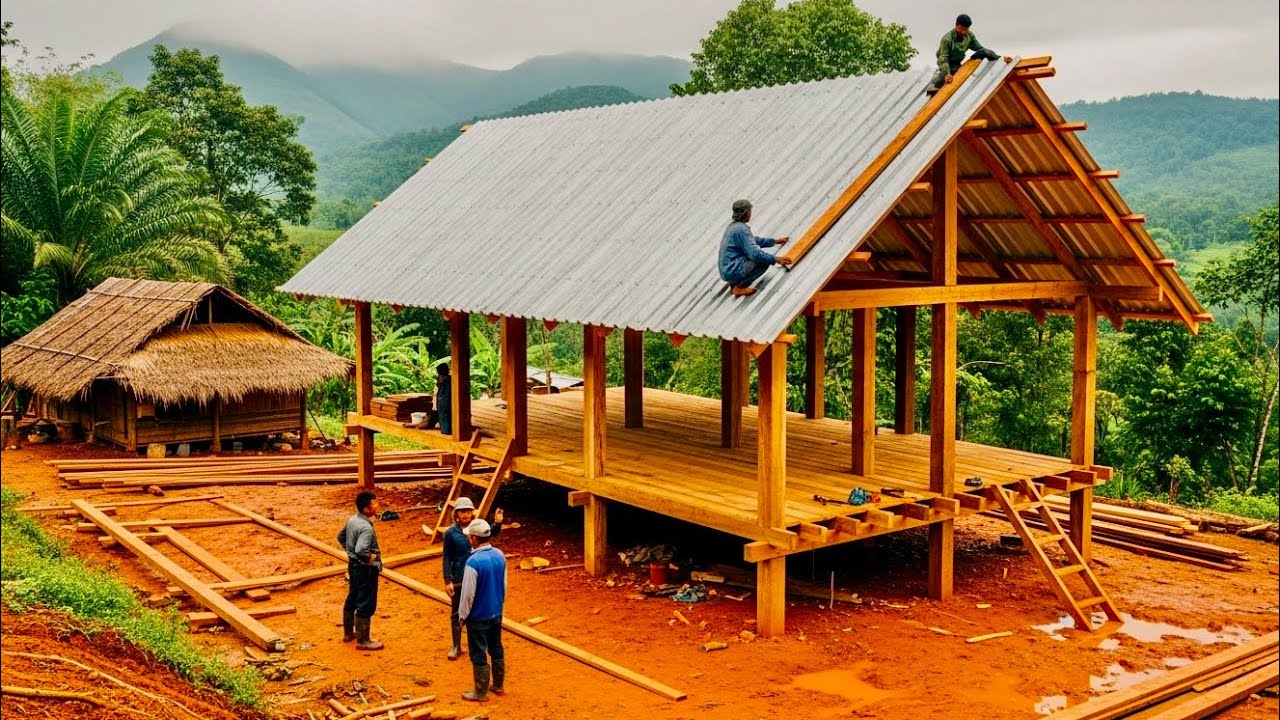 Couple Helps Younger Brother Build a Wooden House in The Middle Of The Forest in Just 48H
