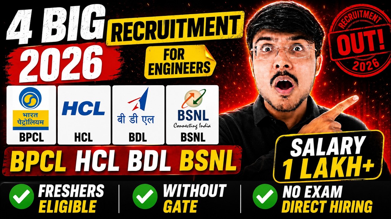BPCL, HCL, BDL & BSNL Hiring Freshers | Salary ₹1 Lakh+ in Engineering Jobs 2026 | Full Details