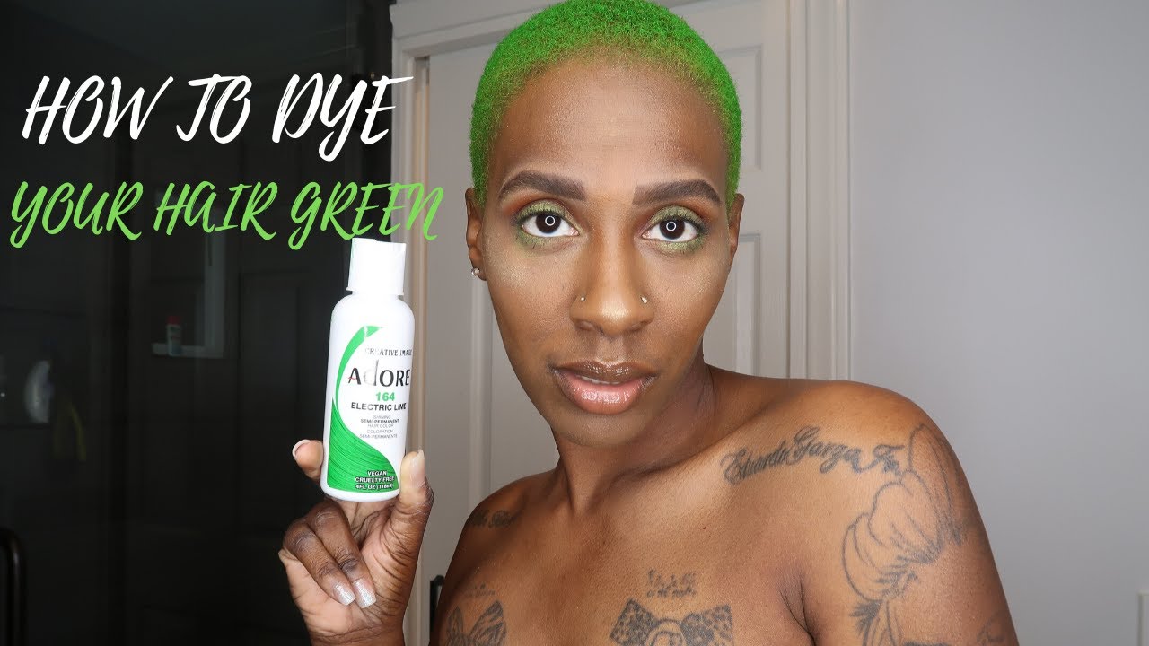 Electric Lime Hair Dye On Natural Hair | Adore Electric Green 164 | LASHONDA CAPRI