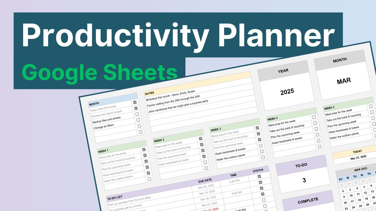 How to Make a Productivity Planner in Google Sheets