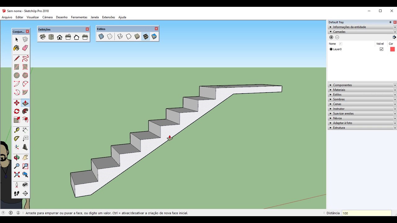 Exercício Escada no SketchUp. Ferramentas básicas.