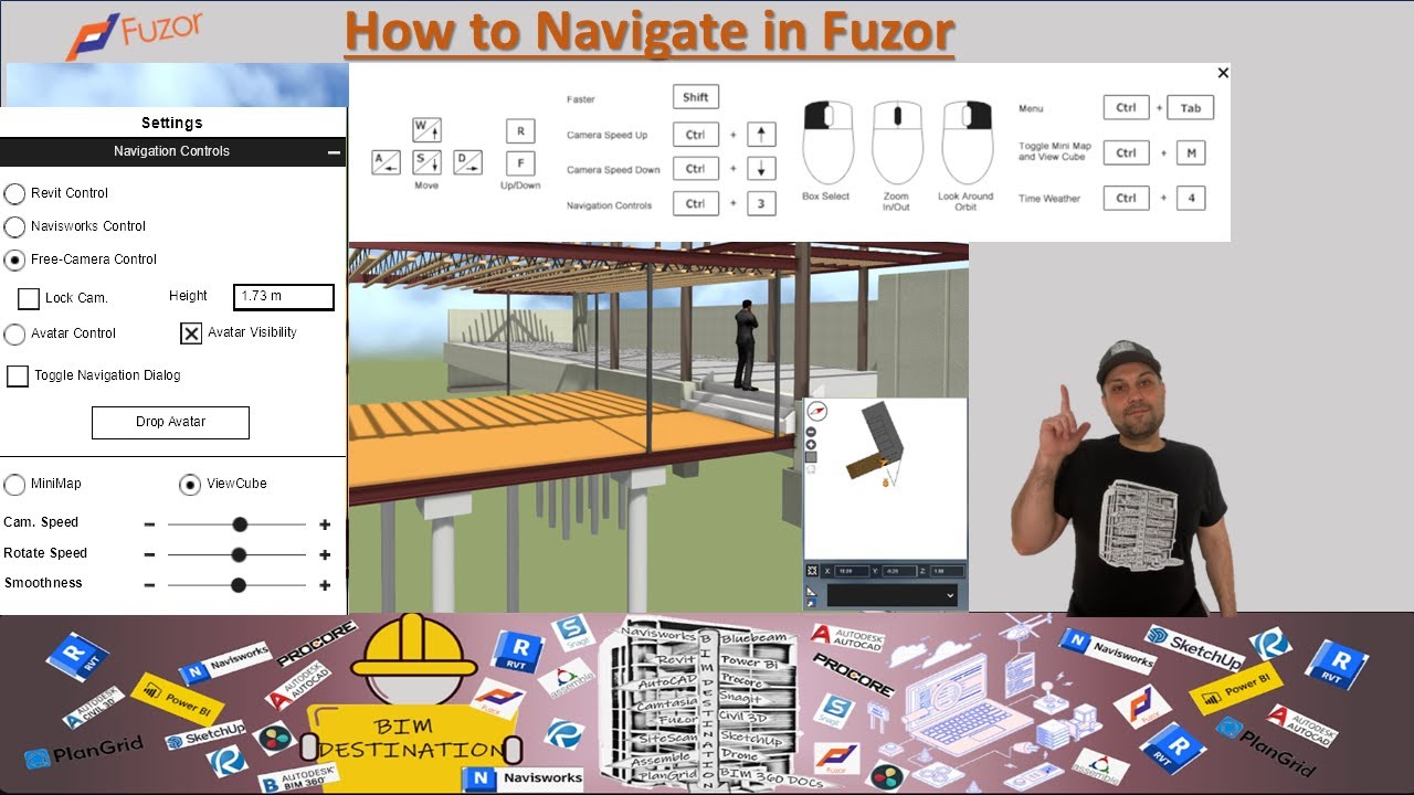 How to Navigate in Fuzor | Navigation Controls, ViewCube, MiniMap & Avatar Explained | BIM Tutorial
