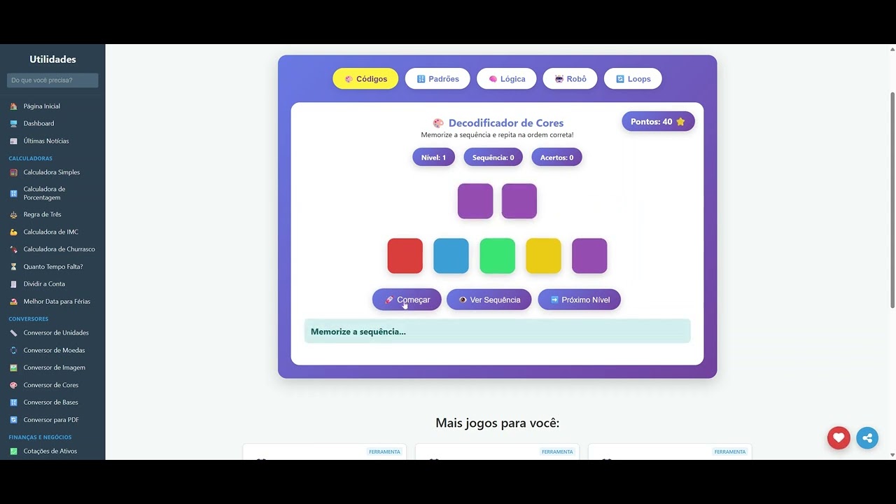 Jogos para Ensinar Programa&ccedil;&atilde;o e L&oacute;gica para Crian&ccedil;as