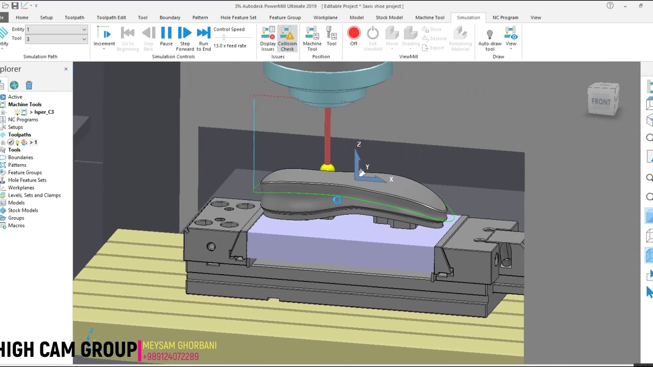 UnderCut Milling Operation with Projection Surface Strategy