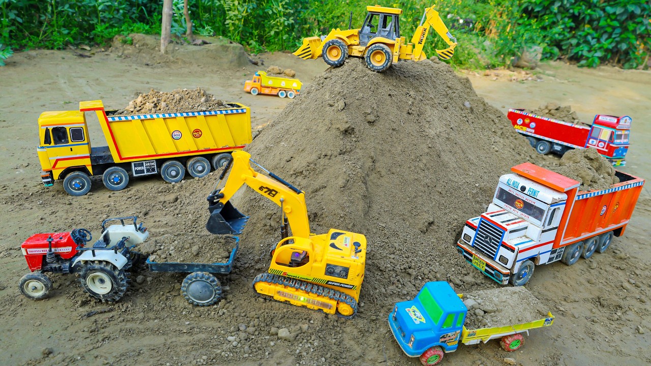 JCB 3DX Fully Loading Mud BharatBenz Dumper Tata Truck Tipper Swaraj 855F Tractor | Jcb Ki Khudai