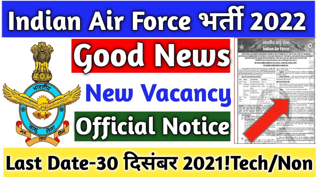 Air Force New Vacancy Notification Out | Airforce Afcat Recruitment 2022 | Age,Eligibility, Post