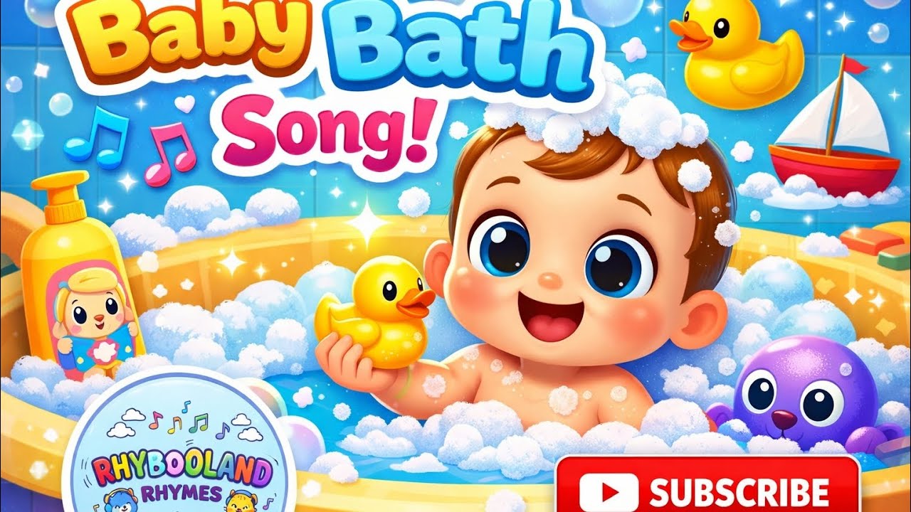 Baby Bath Song 🛁🦆 | Fun Bath Time Rhyme for Kids | RhyBooland Rhymes|@Rhyboolandsong 