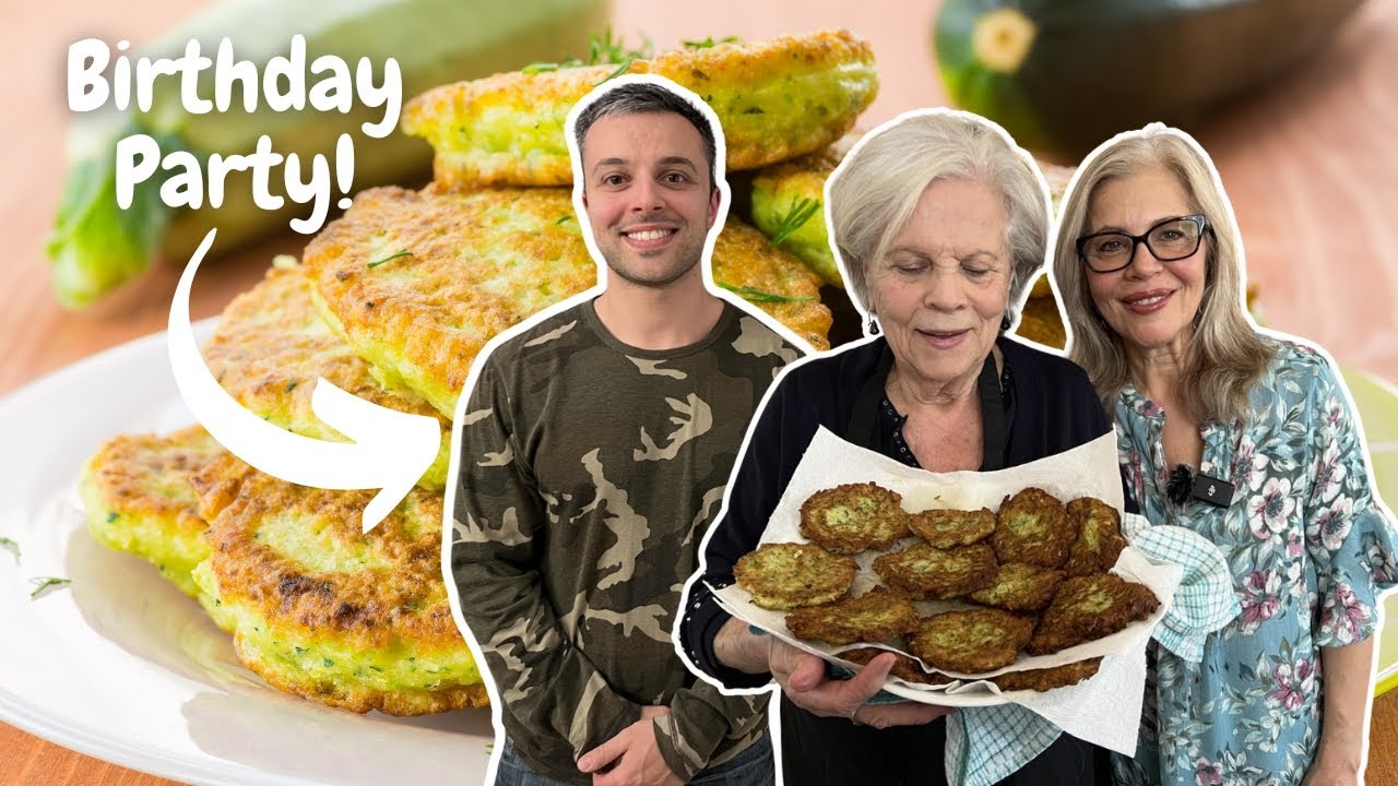 Nonna Makes Her Famous Zucchini Pancakes For My Birthday!