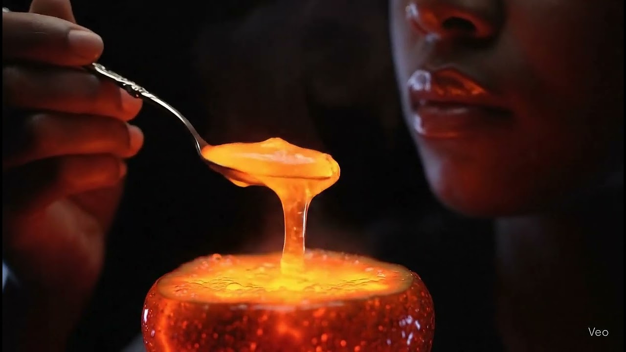 ASMR | Eating a Glowing Lava Fruit 🍊🔥 | Macro Visual Fantasy