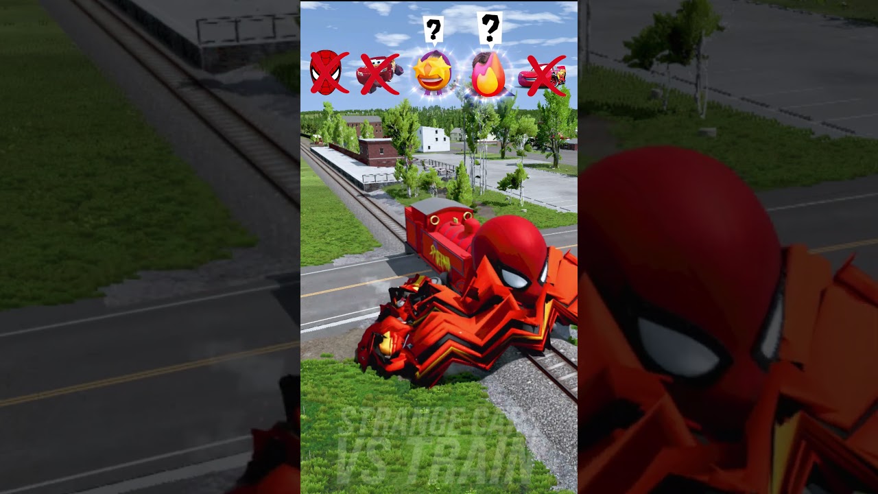 Devil Spider-Man Train VS Big & Small McQueen Cars: Total Chaos! - BeamNG.drive