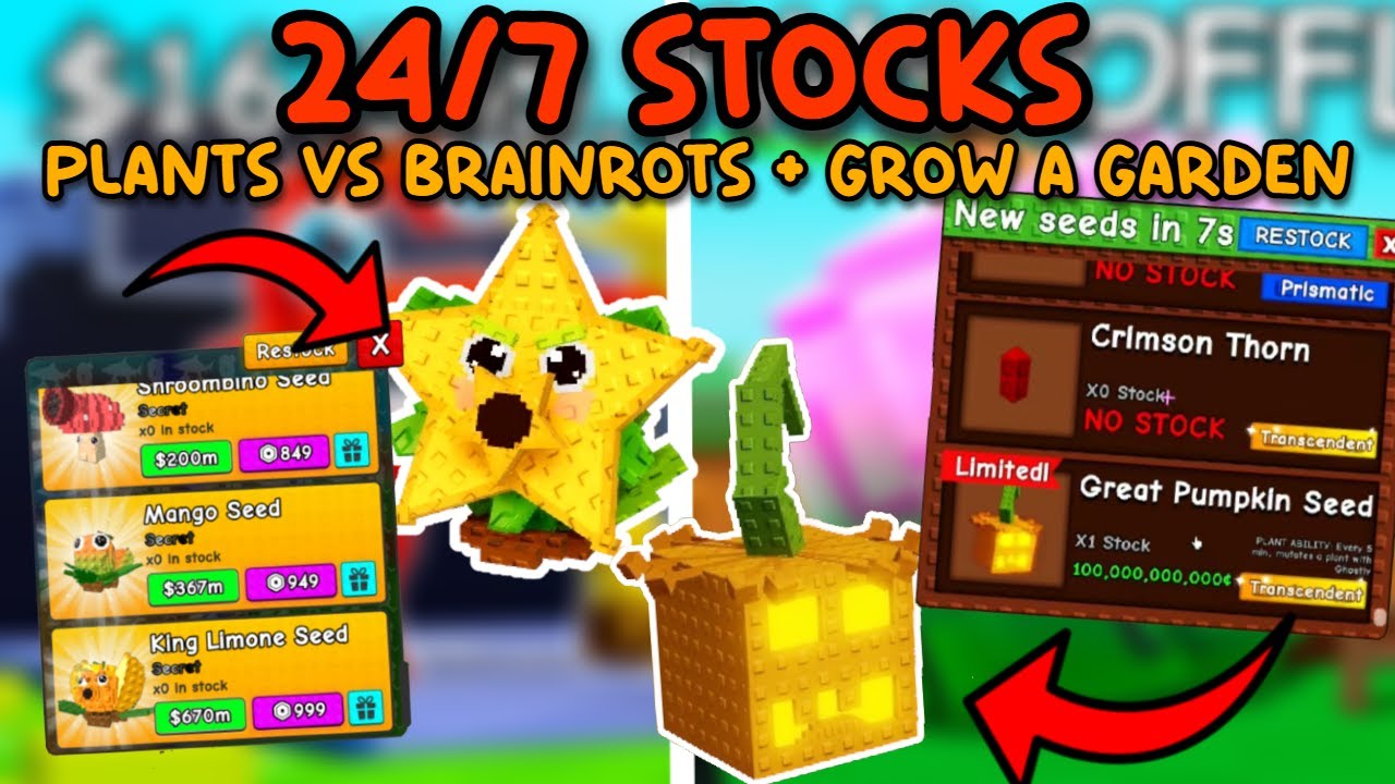 PVB AND GAG 24/7 STOCKS + TRADING! + SAB | Roblox Plants vs Brainrots Grow a Garden