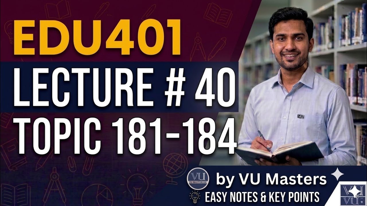 EDU401 Lecture 40 Topics 181&ndash;184 Final Term Preparation Updated Lectures #VUMasters