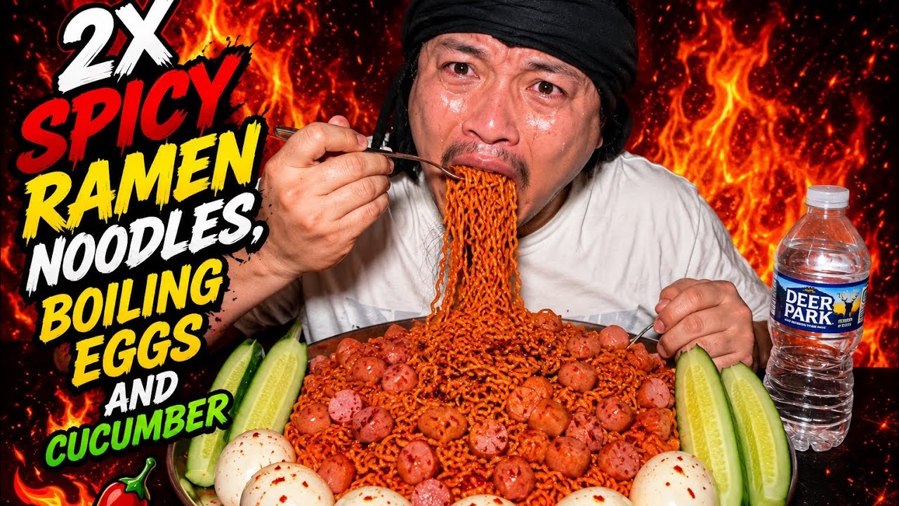2X SPICY KOREAN NOODLES WITH BOILING EGGS MUKBANG #kabirmukbangvideo #mukbang #eating 