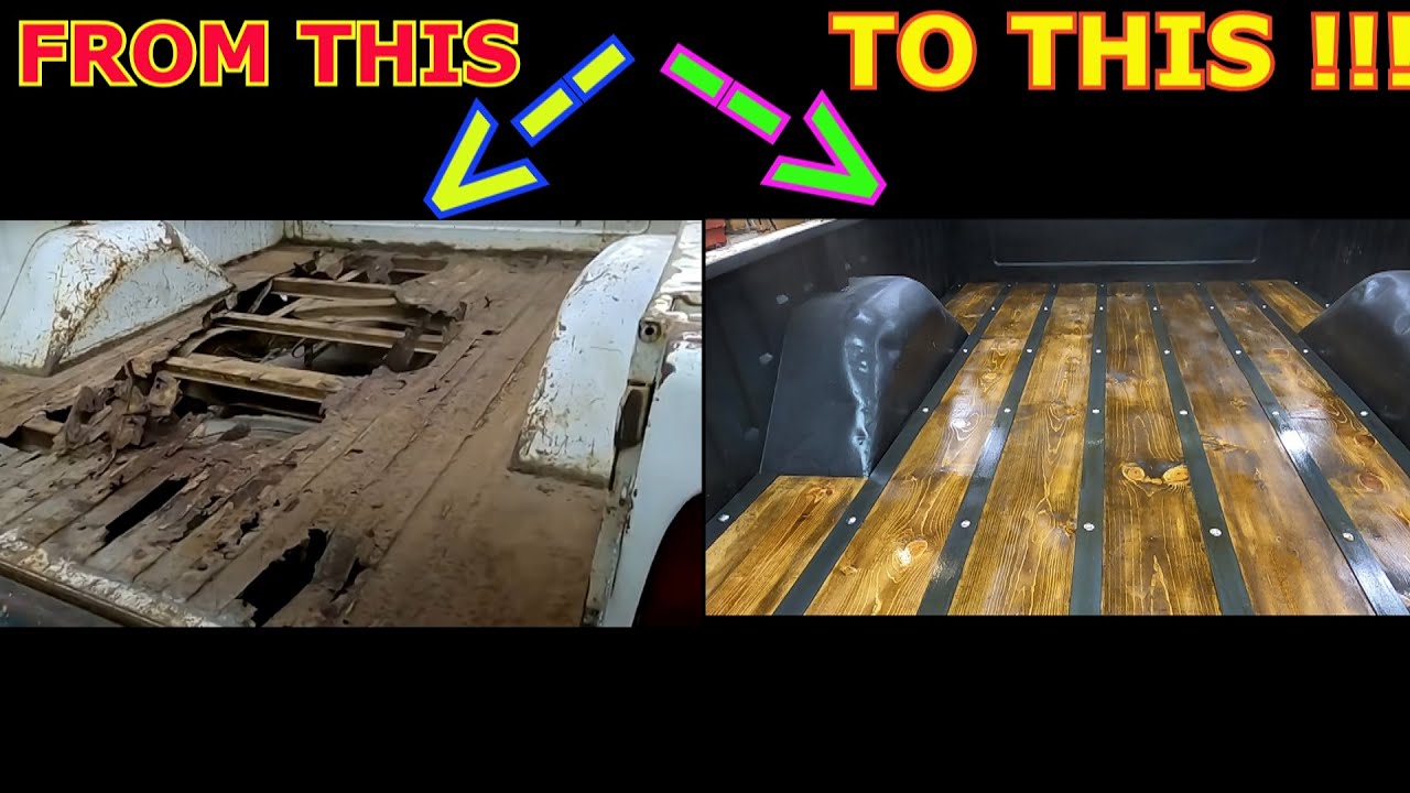 from RUSTY truck bed to BEAUTIFUL wooden floor!