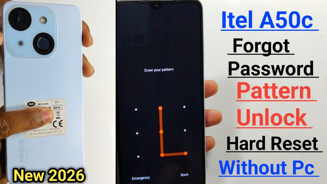 Полная перезагрузка itel A50c без ПК || Разблокировка графического ключа itel A50c || Удаление па...